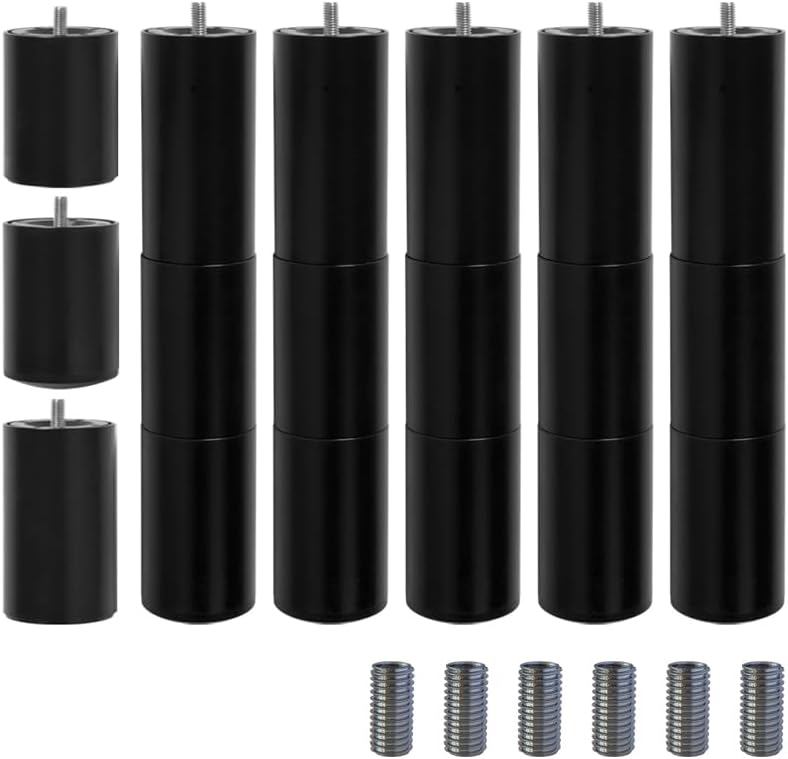 Photo 1 of 12 Inch Adjustable Bed Legs Replacement for Adjustable Bed Base Frame, 3 in 1 Screw in Legs, M8 Threading with M10 Adapters, Set of 6
