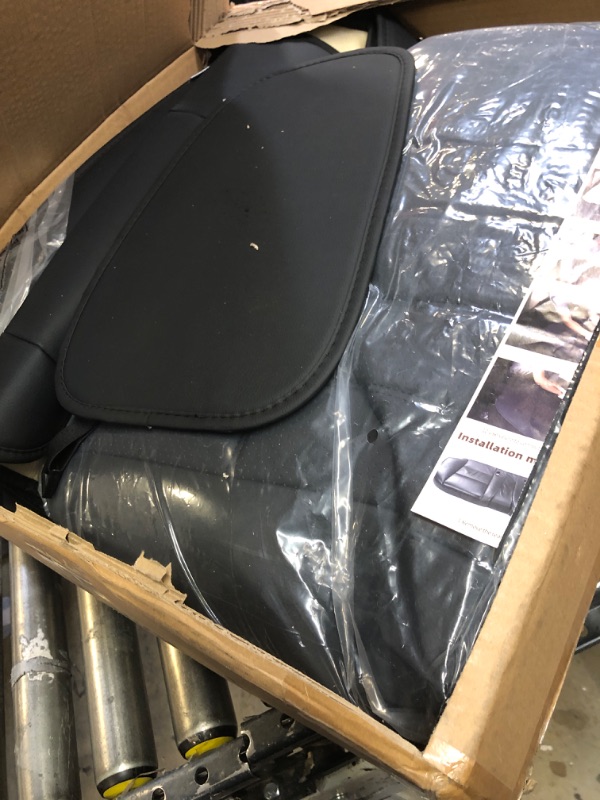 Photo 1 of AOOG Leather Car Seat Covers, Leatherette Automotive Vehicle Cushion Cover for Cars SUV Pick-up Truck, Universal Non-Slip Vehicle Cushion Cover Waterproof Protectors Interior Accessories, Full Set. FULL SET BLACK