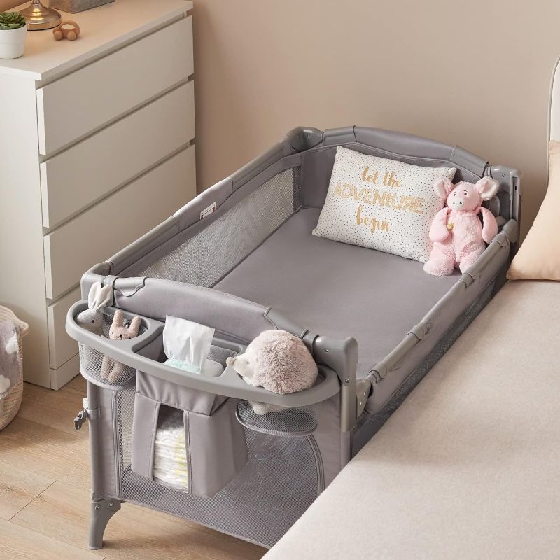 Photo 1 of 4 in 1 Baby Bassinet Bedside Sleeper, Baby Bedside Crib 4 Functions, Bedside Bassinet Crib Sleeper, Playard, Changing Table, Baby Bassinet for Newborn Baby