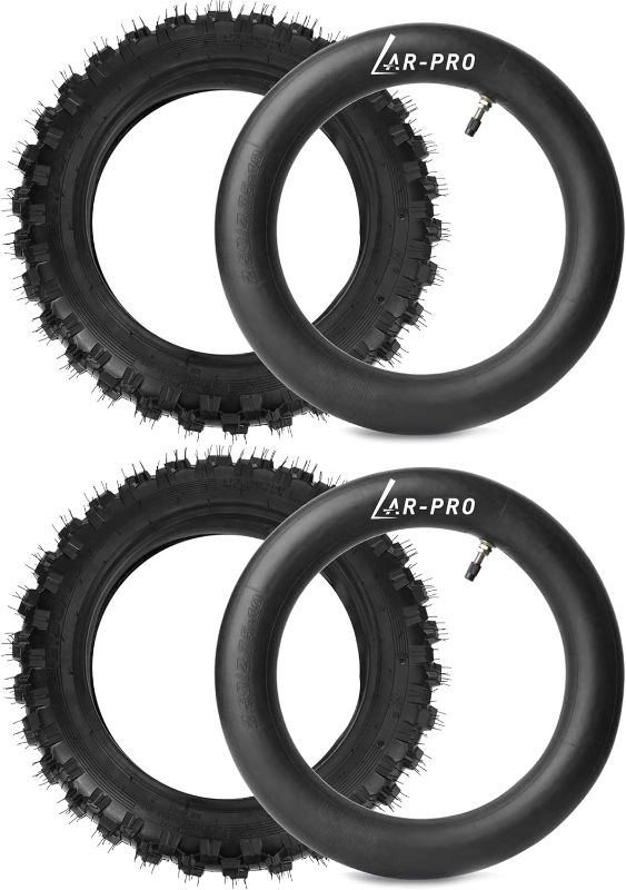 Photo 1 of (2 Set) 2.5-10" Off-Road Tire and Inner Tube Set - Dirt Bike Tire with 10-Inch Rim and 2.5/2.75-10 Dirt Bike Inner Tube Heavy Duty Replacement with Honda CRF50/XR50, Suzuki DRZ70/JR50 and Yamaha PW50