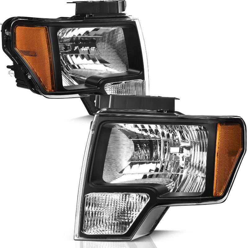 Photo 1 of AUTOSAVER88 Headlight Assembly Compatible with Ford F150 Truck Replacement Headlights Chrome Housing for 2009-2014 F-150 Truck Amber Reflector with Driver and Passenger Side