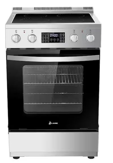 Photo 1 of 24 in. 4 Element Freestanding Single Oven Electric Range in Stainless Steel with Air Fry, Rotisserie and True Convection
