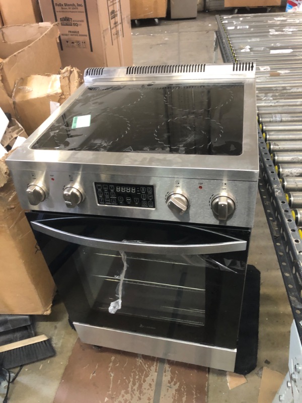 Photo 4 of 24 in. 4 Element Freestanding Single Oven Electric Range in Stainless Steel with Air Fry, Rotisserie and True Convection
