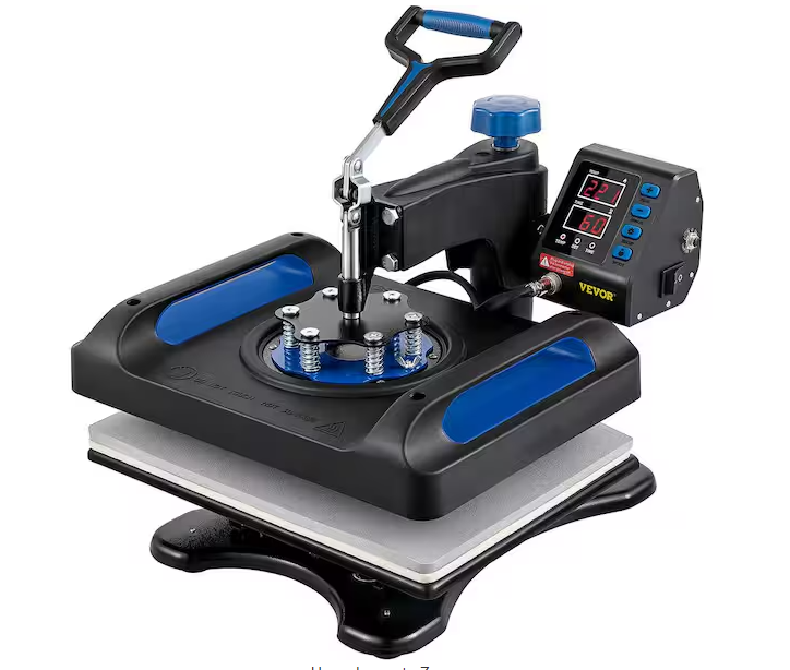 Photo 1 of 12 in. L x 15 in. W Heat Press 360° Swing Away Digital Sublimation T-Shirt Vinyl Transfer Printer, Blue
