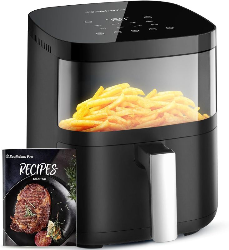 Photo 1 of Air Fryer,Beelicious® 8-in-1 Smart Compact 4QT Air Fryers,with Viewing Window,Shake Reminder,450°F Digital Airfryer with Flavor-Lock Tech,Dishwasher-Safe & Nonstick,Fit for 1-3 People,Black