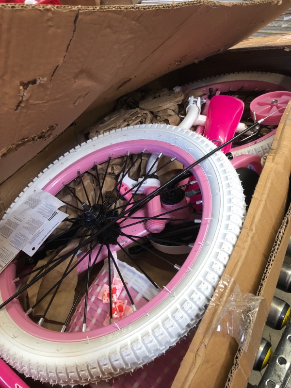 Photo 2 of Paint is a bit damage---Elevon Kids Bike Kids Bicycle with Kickstand and Basket, 18-inch, Pink Pink 18 Inch With Training Wheels