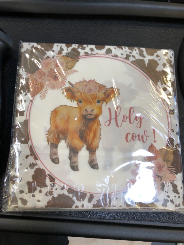 Photo 2 of Highland Cow Baby Shower Decorations,40Pack Brown Highland Cow Napkins Western Party Decorations Baby Shower Paper Napkins for Animal Themed Birthday Party