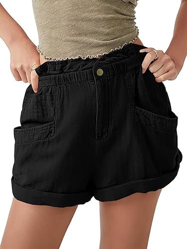 Photo 1 of Cicy Bell Women's Casual Cargo Shorts High Waist Summer Cotton Elastic Waisted Pants with Pockets
