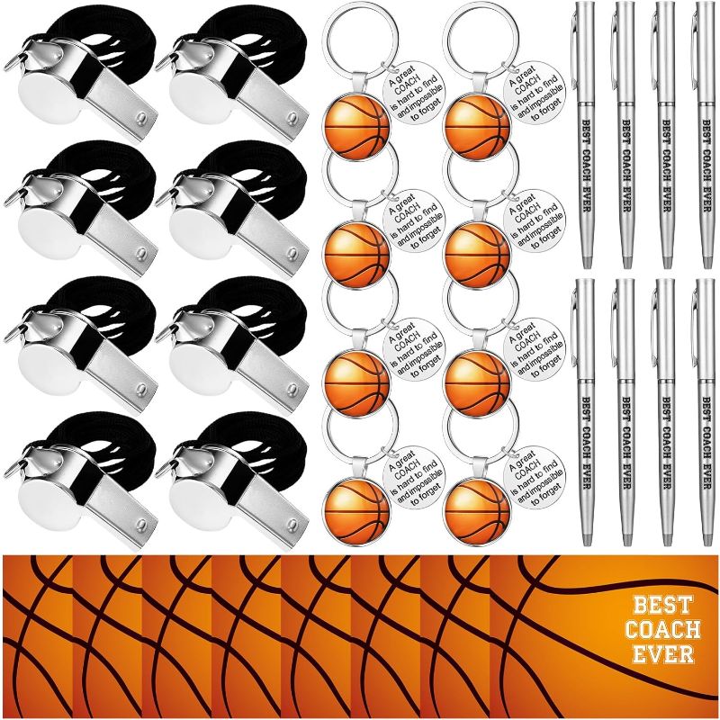 Photo 1 of 8 Sets Basketball Coach Gifts Include Coach Whistle Great Coach Basketball Keychain Best Coach Ever Ink Pen and Gift Cards Coach Appreciation Basketball Party Favor Gift Ideas Coach Supplies
