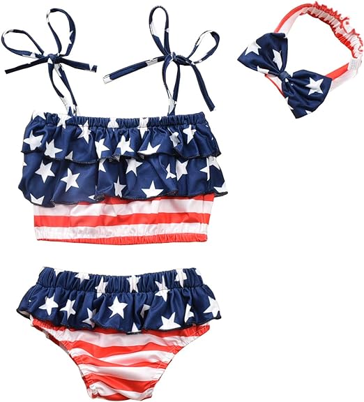 Photo 1 of 4th of July Newbron Baby Girl Swimsuit Ruffle Stars Halter Crop Top Two Peice Bikinis Swimwear Beachwear Bathing Suit
12-18 MONTHS 