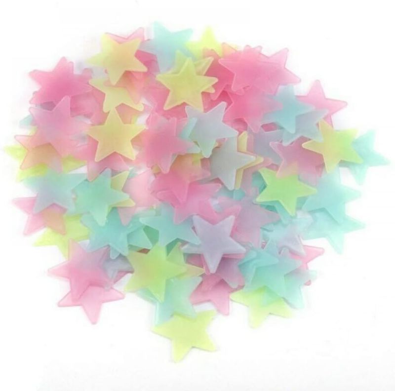 Photo 1 of 300 PCS 3cm Multicolor Glow in The Dark Luminous Stars Noctilucent Plastic Wall Stickers Decals for Home Ceiling Wall Baby Kids Bedroom Room Decorations
