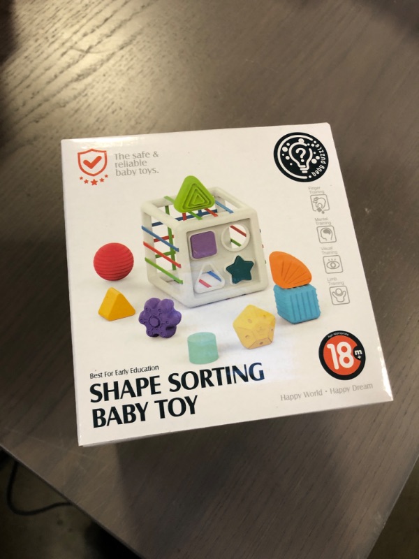 Photo 2 of Baby Toys 12-18 Months, Shape Sorter Colorful Cube Sensory toys, Toddler Developmental Learning Toys | Multi Shape Blocks Montessori Toys Fine Motor Skills, Birthday Gifts for Baby Toys 6-12-18 Months Fang