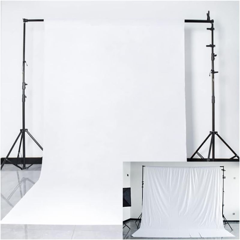 Photo 1 of MEHOFOND 7x5ft Black Solid Color Backdrop Soft Polyester Chromakey Panel for Photography Background Professional Movies Photo Studio Video Shooting Props (Includes Four Clips) 5x7ft white 