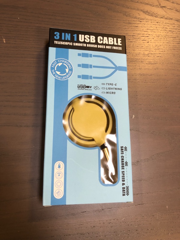 Photo 2 of 3 in 1 Retractable Charging Cable [3A,3FT] Multi USB Cable Fast Charger Cord for Phone, Samsung, iPad, Tablets, Switch and More (Yellow)