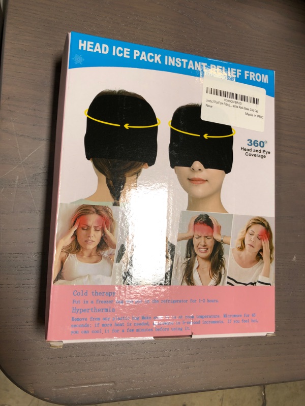 Photo 2 of Liooty 2 Pcak Gel Ice Headache Relief Hat, Cold Cap for Migraine Relief & Tension Relief, Flexible Reusable Cooling Headache Cap Ice Pack Mask