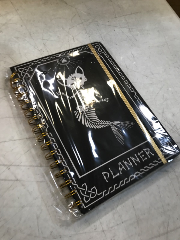 Photo 1 of 2024 Planner, 12-Month Weekly Monthly Planner from JAN.2024 to DEC.2024, 8.4" X 6", Planner Notebook with Spiral Bound, Stickers & Sticky Index Tabs, Fox-Fish Skull Black - 01