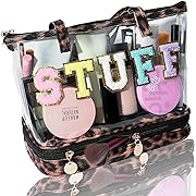 Photo 1 of AlleShaw Travel Makeup Toiletry Bag, Clear Cute Makeup Bag Travel Cosmetic Bag, Large Double Layer Make up Bag Organizer