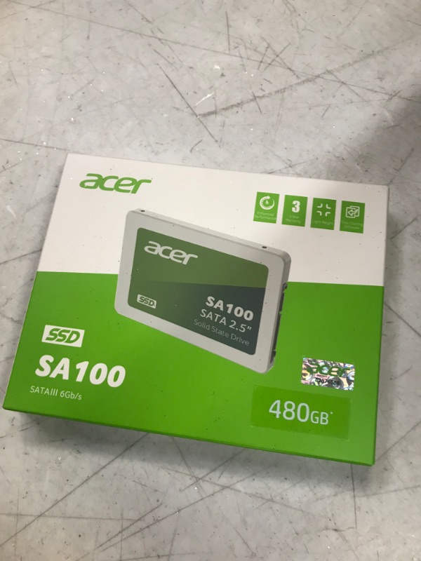 Photo 1 of acer SA100 480GB SATA III 2.5 Inch Internal SSD - 6 Gb/s, 3D NAND Solid State Hard Drive Up to 560 MB/s - BL.9BWWA.103