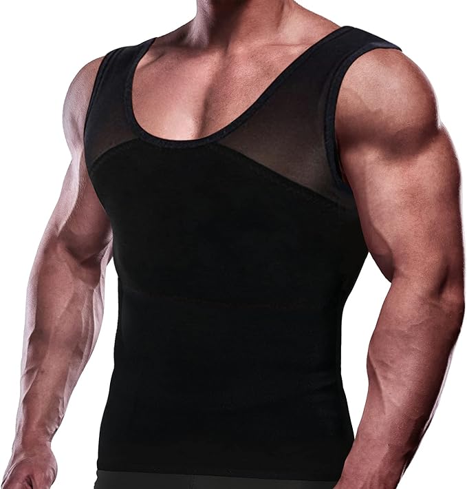 Photo 1 of GKVK Mens Slimming Body Shaper Vest Chest Compression Shirt Abs Abdomen Slim Tank Top Undershirt 
size- m 
