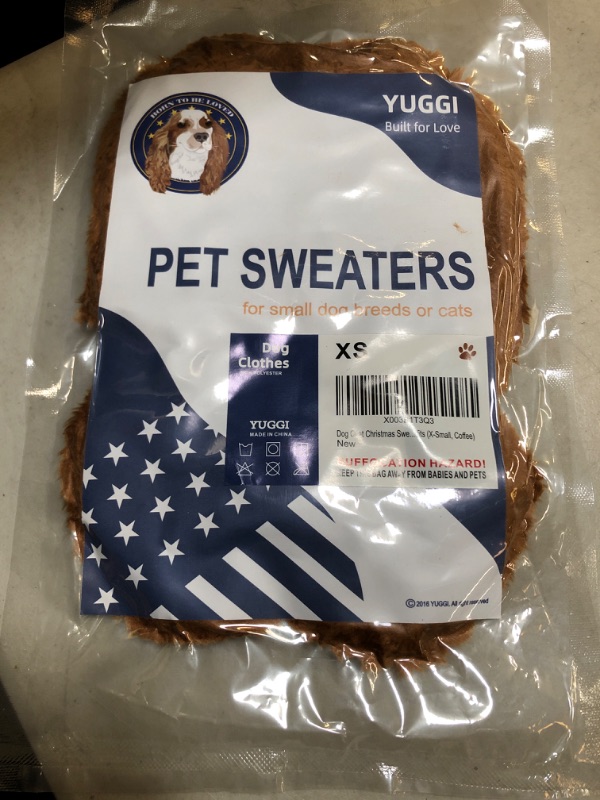 Photo 1 of Dog Sweater Coat, Dog Pajamas PJS, Dog Clothes, Dog Christmas Sweaters for Small Medium Dogs Boy Girl Cat Apparel Doggie Jacket Onesie Soft Warm Holiday Outfits (X-Small, Coffee) X-Small Coffee