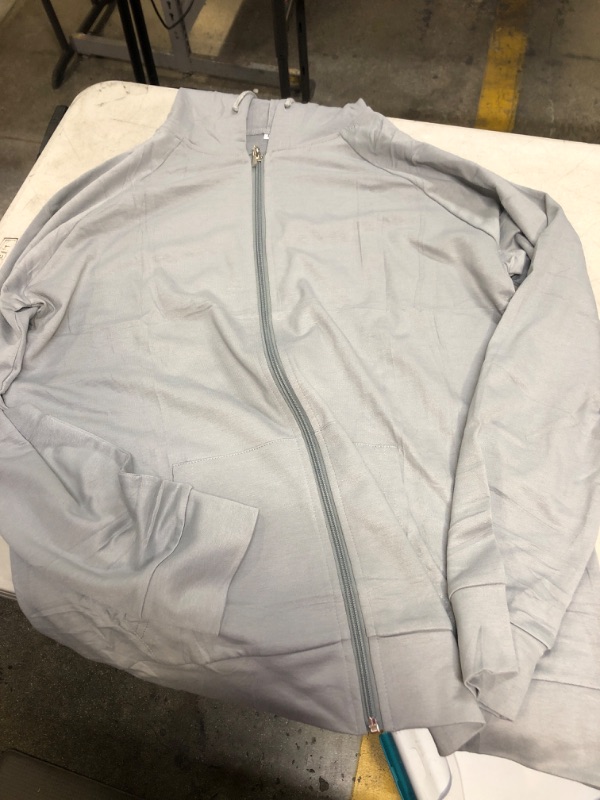 Photo 1 of hoodie zip up jacket - grey size large 
