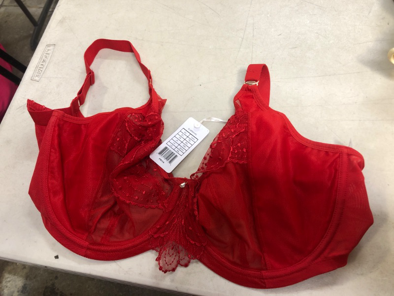 Photo 2 of Elomi Priya Plunge Underwire Bra (4550)- Rosegold 34HH Haute Red