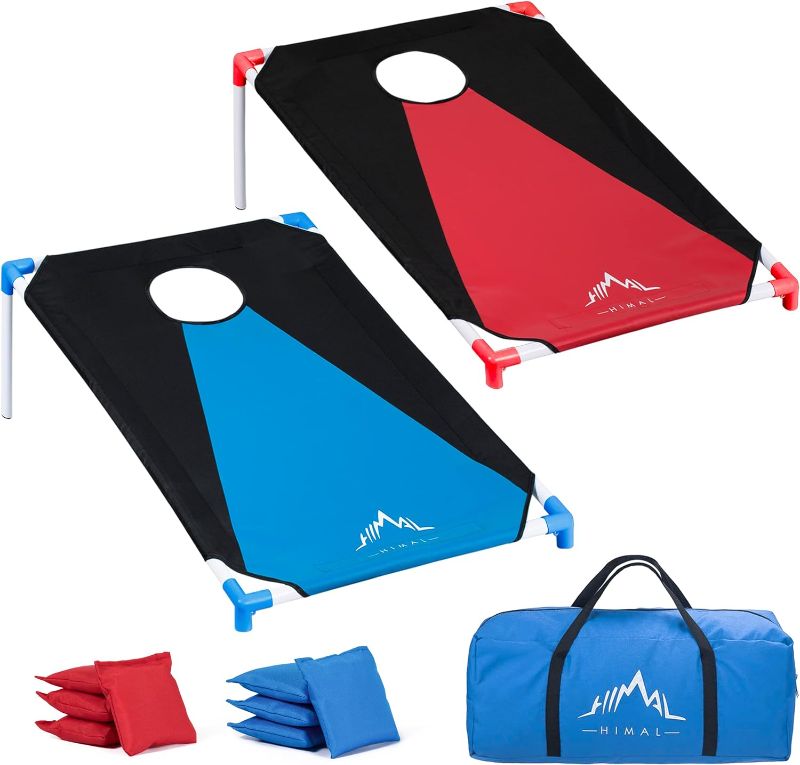 Photo 1 of Himal Portable PVC Framed Cornhole Game Set with 8 Bean Bags and Carrying Bag (Blue-Red,3 x 2-feet)
