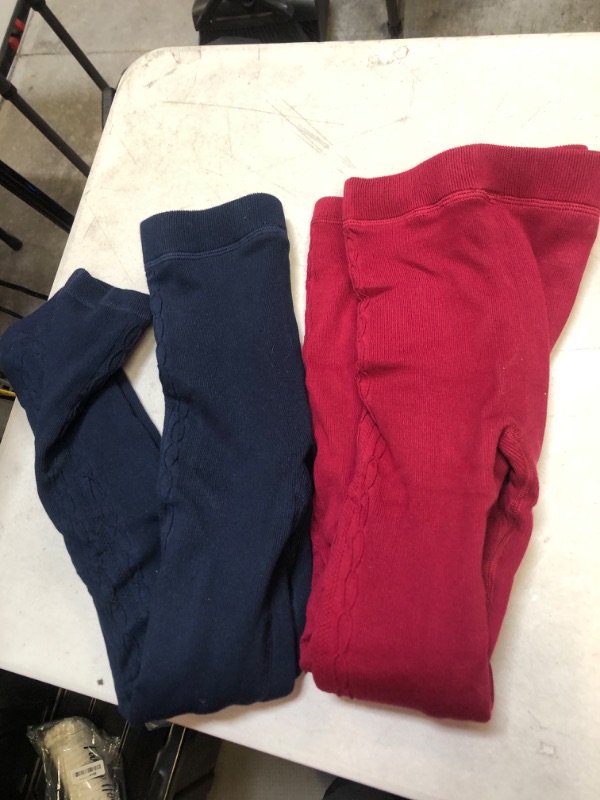 Photo 1 of girls legging - 2pcs - red/navy blue - fleeced lined 
size - 8/9 years