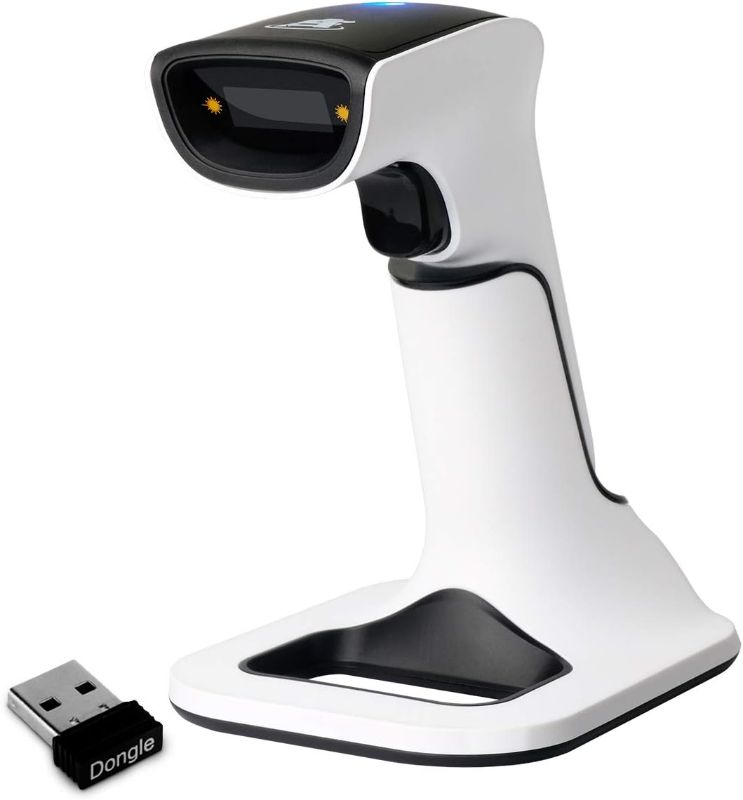 Photo 1 of ScanAvenger Wireless Portable 1D&2D with Stand Bluetooth Barcode Scanner: Hand Scanner 3-in-1, Cordless, Rechargeable Scan Gun for Inventory - USB Bar Code/QR Reader (1D&2D with Next Gen Stand)
