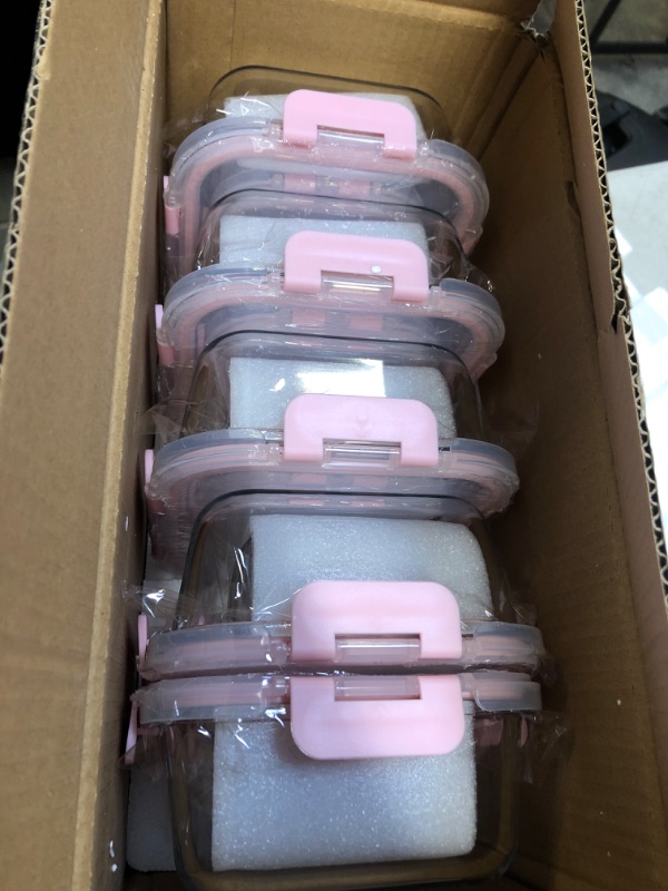 Photo 1 of UMEIED 10 Pack Glass Food Storage Containers with Lids Leakproof, Airtight Glass Meal Prep Containers For Lunch, On The Go, Leftover, Dishwasher Safe Pink