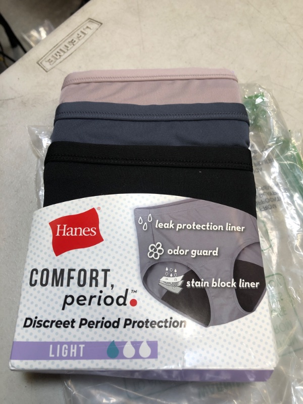 Photo 2 of Hanes Women's Comfort, Period. Light Leaks Period Underwear Pack, Light Protection, Neutrals, 3-pack 8 Brief, Dark Neutrals