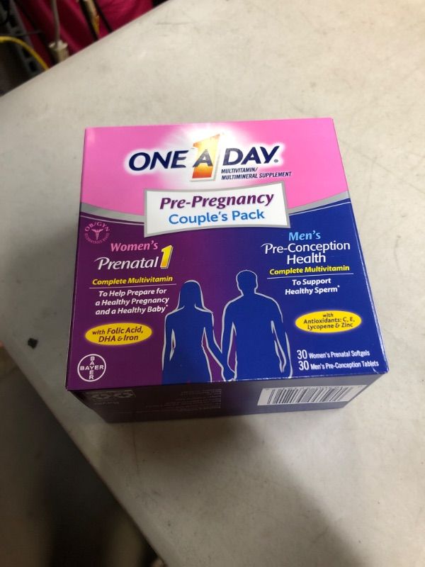 Photo 1 of expires- 05/2024
One A Day Men's & Women's Pre-Pregnancy Multivitamin Softgel including Vitamins A, Vitamin C, Vitamin D, B6, B12, Folic Acid & more, 30+30 Count, Supplement for Before, During, and Postnatal