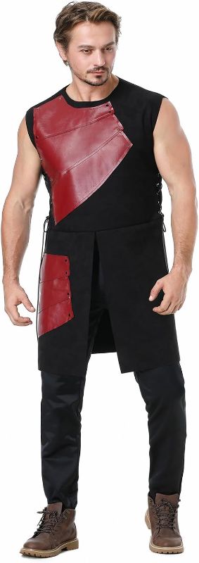 Photo 1 of Changchupsem Men's Medieval Sleeveless Waistcoats, Renaissance Warrior Waistcoat, Victorian Vest, Leather Viking Vest
size- large
