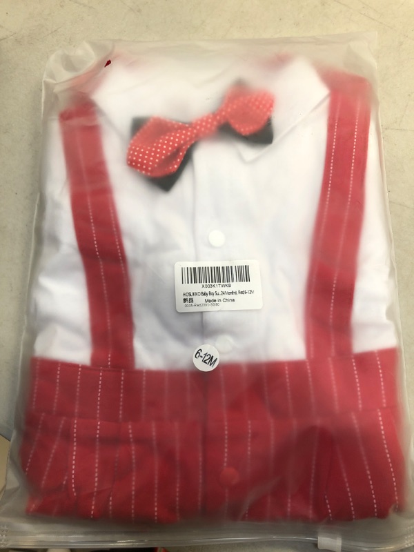 Photo 2 of HOSUKKO Baby Boy Suit, One-Piece Romper & Vest & Beret & Bowtie (0-24 Months) Red2-ss 18-24 Months