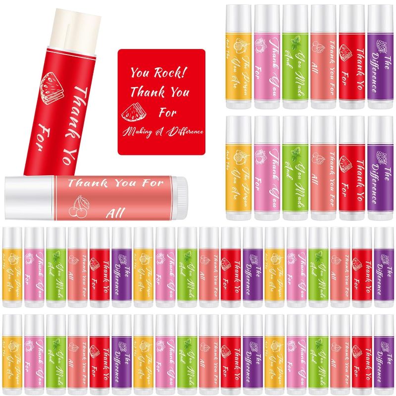 Photo 1 of Dansib Lip Balm Gifts Bulk Thank You Gifts Employee Appreciation Gifts for Coworkers Moisturizer Assorted Flavors Natural Ingredients Dry Chapped Lip Care Gift for Women Men Teen(48 Pcs)
