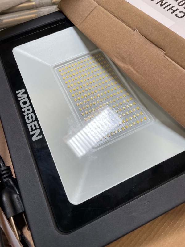 Photo 1 of MORSEN 500W LED Flood Light Outdoor, 50000 Lumens Plug in Flood Lights IP66 Waterproof, 5000K Daylight White, Super Bright Outside Floodlights LED Stadium Light Exterior Lighting, 2 Pack 500W*2PACK