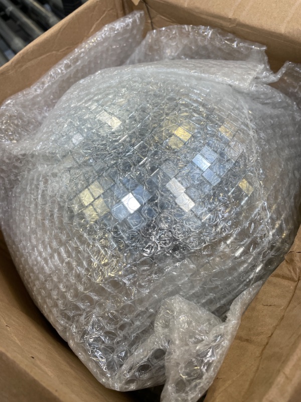 Photo 2 of  Large Disco Ball Silver Hanging Disco Balls Reflective Mirror Ball Ornament for Party Holiday Wedding Dance and Music Festivals Decor Club Stage Props DJ Decoration (12 Inch, 3 Inch)