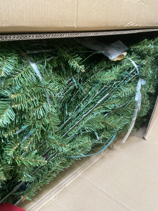 Photo 2 of National Tree Company Pre-Lit Artificial Full Christmas Tree, Green, 12 Feet & Company Pre-Lit Artificial Christmas Garland, Green, Crestwood Spruce, White Lights, Decorated, 9 Feet