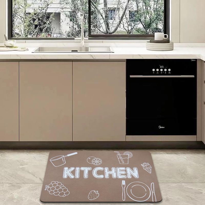 Photo 1 of Anti Fatigue Kitchen mat Kitchen mats for Floor Cushioned Kitchen Floor mat Kitchen Rugs Non Slip Washable Quick Drying Soft Kitchen Floor mats Set, in Front of The Sink, Brown 16.9x27.5in
