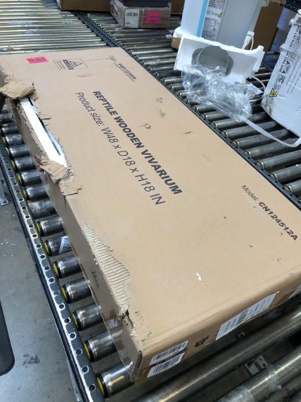 Photo 1 of OIIBO 67 Gallon Reptile Original Wood Enclosure, 48"x18"x18" Large Reptile Terrarium with Double Hinge Sliding Doors and Top Screen Ventilation Reptiles Habitat Lounge Black 48"x18"x18"(67 Gal)