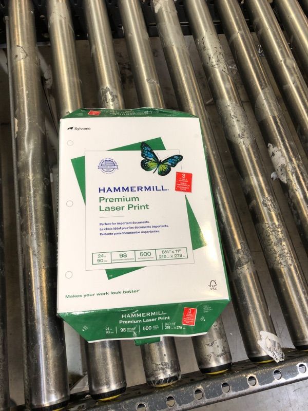 Photo 1 of Premium Laser Print Paper, 98 Bright, 3-Hole, 24 lb Bond Weight, 8.5 x 11, White, 500/Ream
