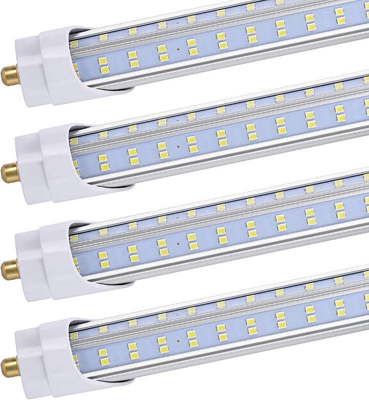 Photo 1 of 10PCS,8 FT LED Bulbs, 120W 13500lm 5000K Daylight, Super Bright, T8 T10 T12 LED Tube Lights, FA8 Single Pin LED Lights,V Shape, Clear Cover, 8 Foot LED Bulbs
