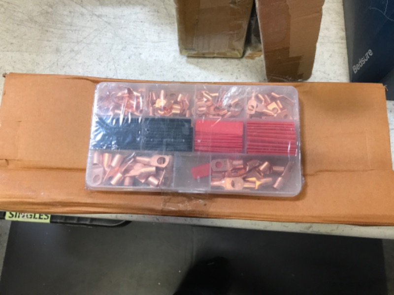 Photo 1 of Battery Lug Crimping Tool, Battery Cable Crimping Tool Including 1 Battery Terminal Crimper 1 Cable Cutter 60 Pcs Battery Cable Lugs 60 Pcs Heat Shrink Tubing Crimper Tool for 8, 6, 4 AWG