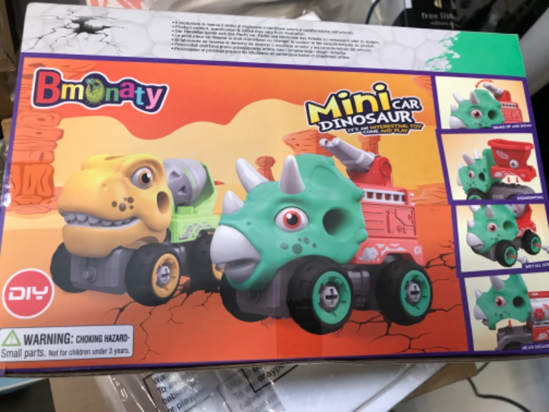 Photo 2 of BMONATY Take Apart Dinosaur Remote Control Cars with Electric Drill for Kids 3-8 Years, 3-in-1Take Apart Construction Truck with Voice,Gifts for Boys Girls Birthday(Yellow Tyrannosaur)