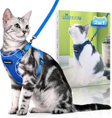 Photo 1 of [Plaid] Cat Harness and Leash Set, Adjustable Kitten Harness, Escape Proof Cat Leash, Soft Breathable Vest for Walking Cat
