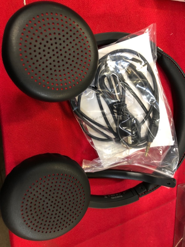 Photo 1 of JIAMQISHI Bluetooth Headset with Microphone - Bluetooth V5.2 Headphone with ENC Noise Cancelling Microphone for Computer/Laptop/PC/Cell Phone/Zoom/MsTeams/Skype - Wireless