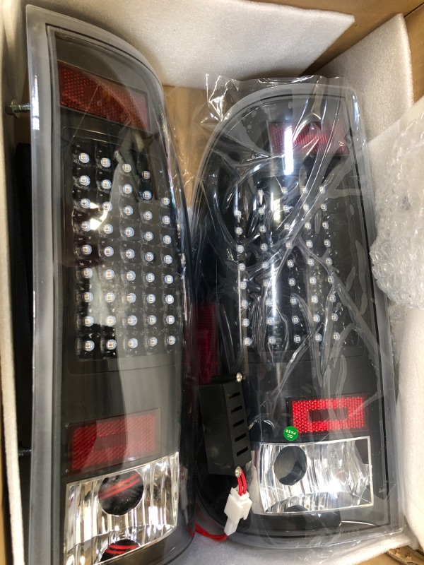 Photo 2 of Gubebaili LED Tail Lights + 3rd Brake Light for 1999-2007 F250 F350 F450 F550 Super Duty (Fits Styleside/Fleetside Models Only), Black Housing Clear Lens