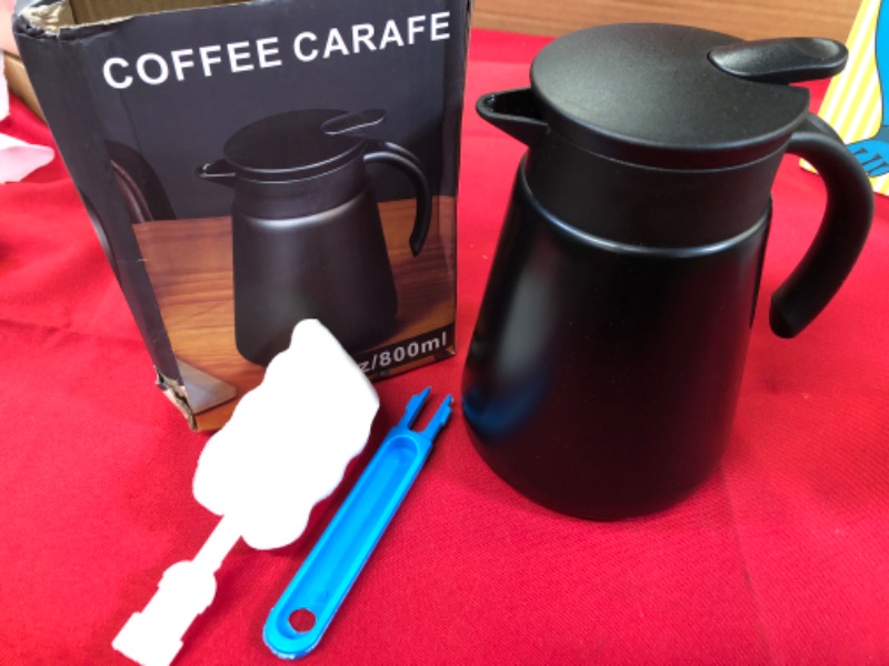 Photo 1 of 
SMALL--Goeielewe Thermal Coffee Carafe Tea Pot 20 Oz Stainless Steel Insulation Pot Double Wall Vacuum Insulated Coffee Water & Beverage Dispenser (Black)
