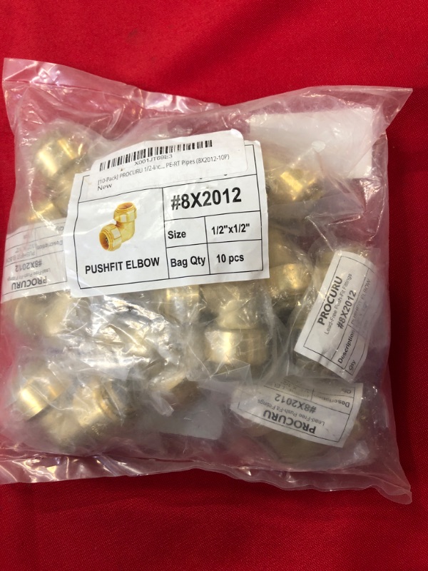 Photo 2 of [10-Pack] PROCURU 1/2-Inch Pushfit 90-Degree Elbow, Push-to-Connect Plumbing Brass Fitting for Copper, PEX, CPVC, PE-RT Pipes (8X2012-10P) 10 0.5 Inch (1/2")