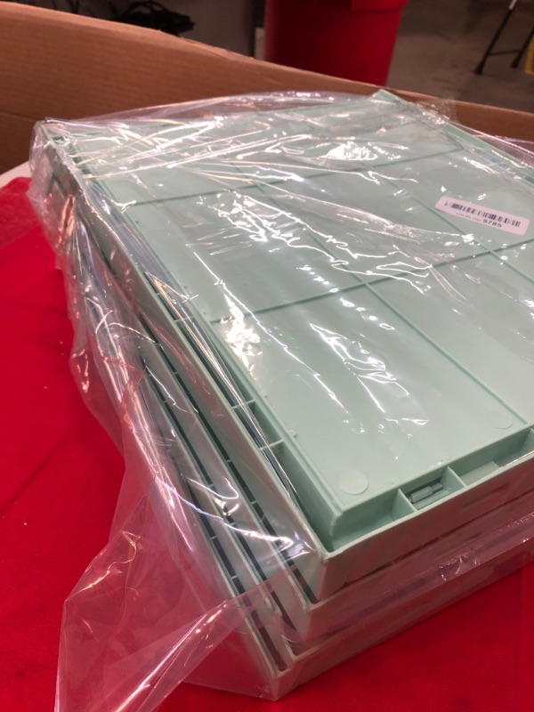 Photo 1 of 4 Pack Folding Closet Organizers Storage Box Plastic Closet Organizer,Stackable Plastic Storage Basket,Drawer Organizers for Clothing(Green)